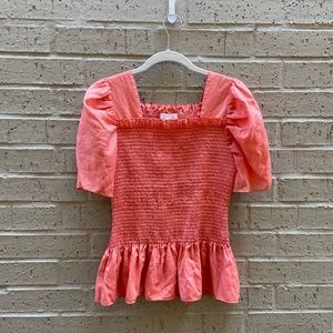 Rachel Parcell Square Neck Smocked Puff Sleeve Blouse